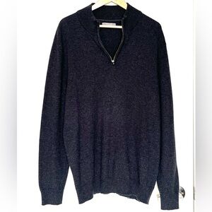 Denver Hayes Men’s XL Charcoal Grey Quarter Zip Mock Neck Sweater Grandpa Core